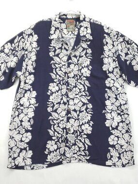 Pineapple Connection Hawaiian Shirt Mens Medium Blue Beach Button-Up